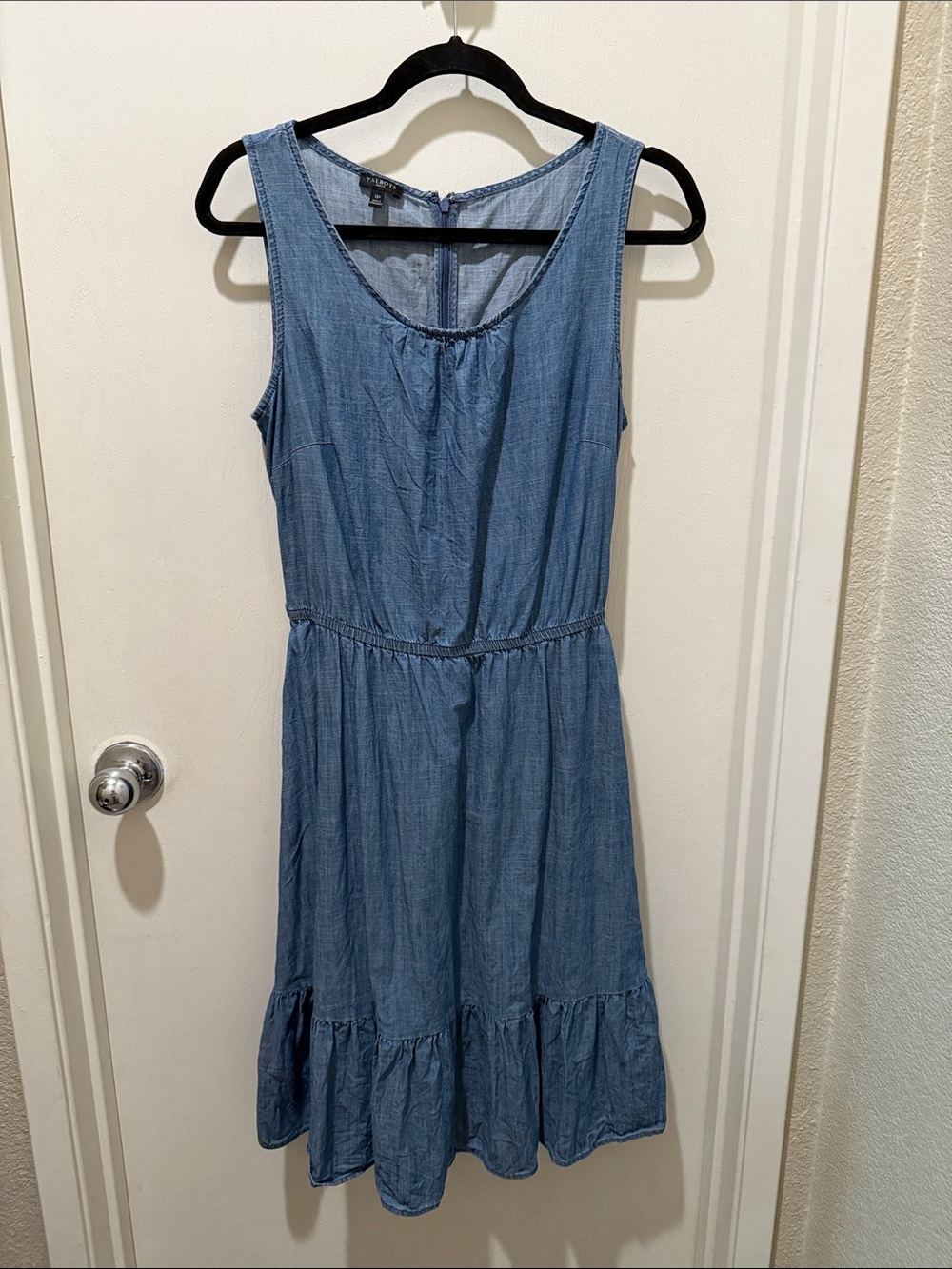 Talbots Light Blue Sleeveless Chambray Midi Dress